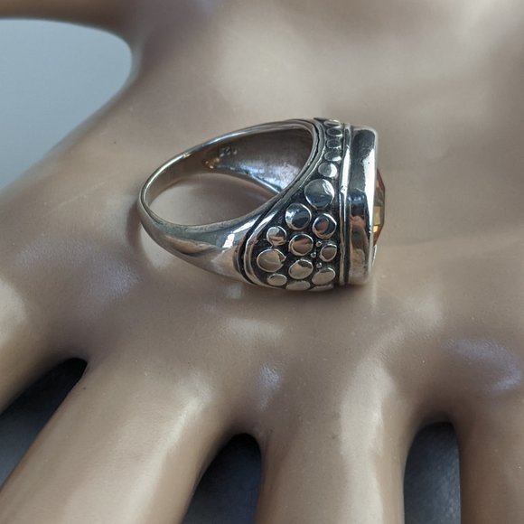 CITRINE STERLING SILVER Square Cut Dot Band Ring - Picture 8 of 15